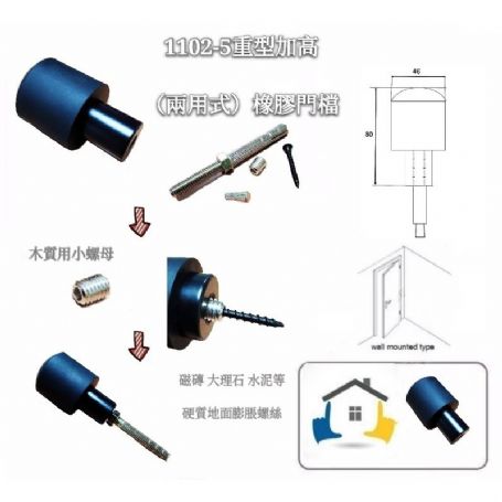 重型加高(兩用式)靜音橡膠門檔