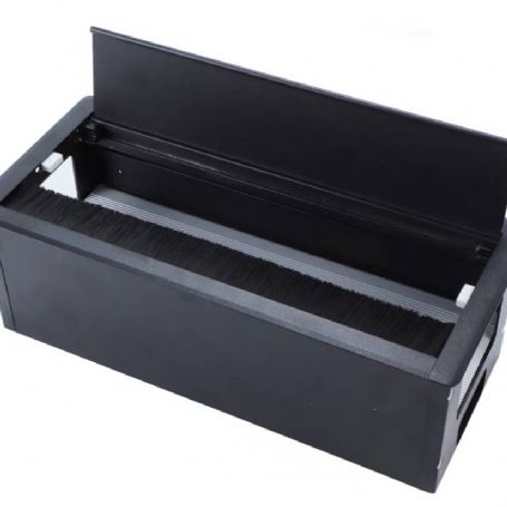 鋁合金緩衝出綫盒 毛刷綫盒 辦公桌插座出綫盒出綫孔走綫孔  台灣專用118孔距 二座／三座 黑 白 色