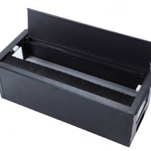 鋁合金緩衝出綫盒 毛刷綫盒 辦公桌插座出綫盒出綫孔走綫孔  台灣專用118孔距 二座／三座 黑 白 色