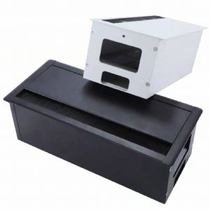 鋁合金緩衝出綫盒 毛刷綫盒 辦公桌插座出綫盒出綫孔走綫孔  台灣專用118孔距 二座／三座 黑 白 色